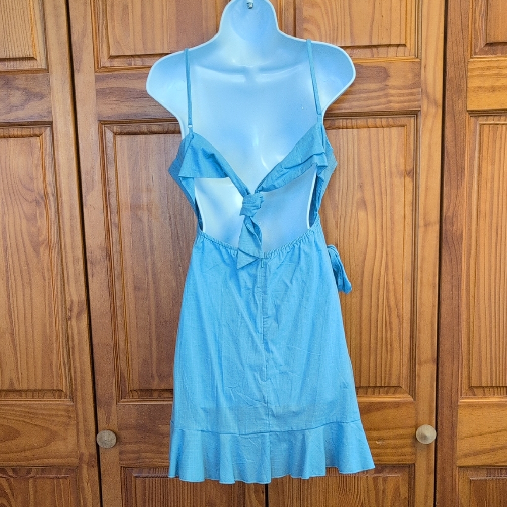SHEIN Light Blue Ruffle Mini Dress M              CC226 - Picture 5 of 7